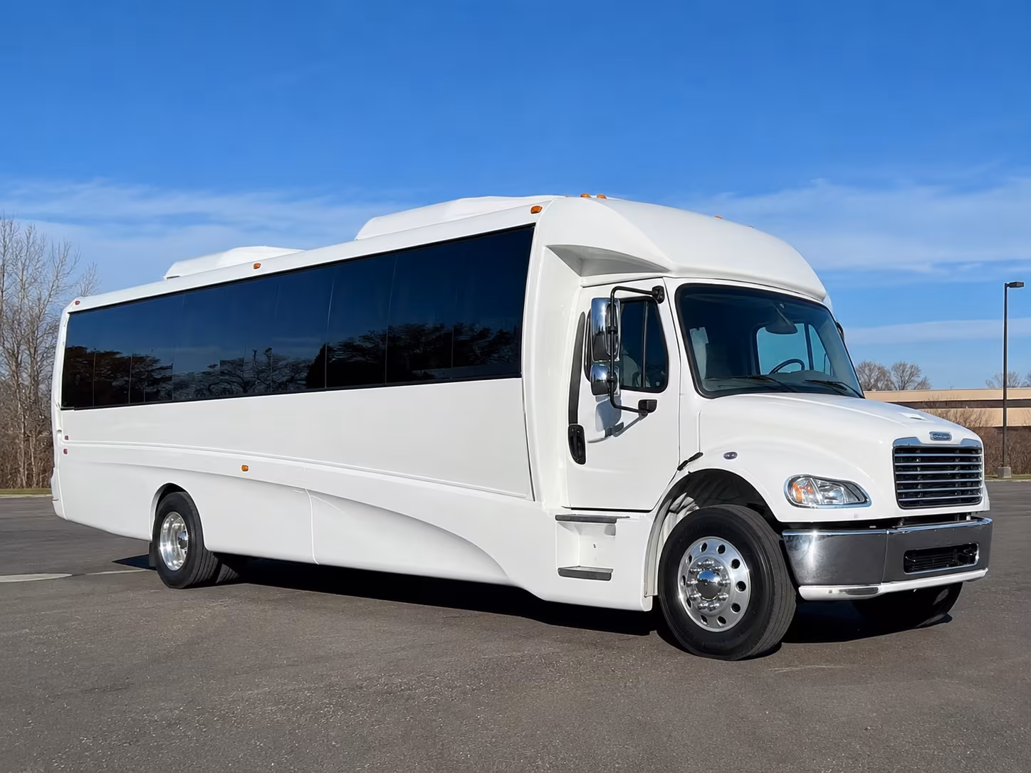 Group beside a Mercedes Sprinter limo in Corona