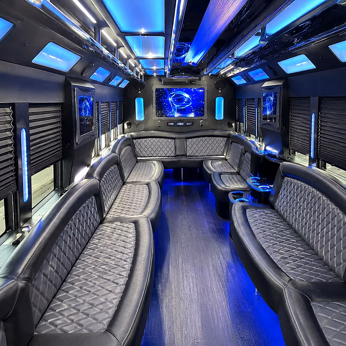 Corona Private Event Transportation party bus interior