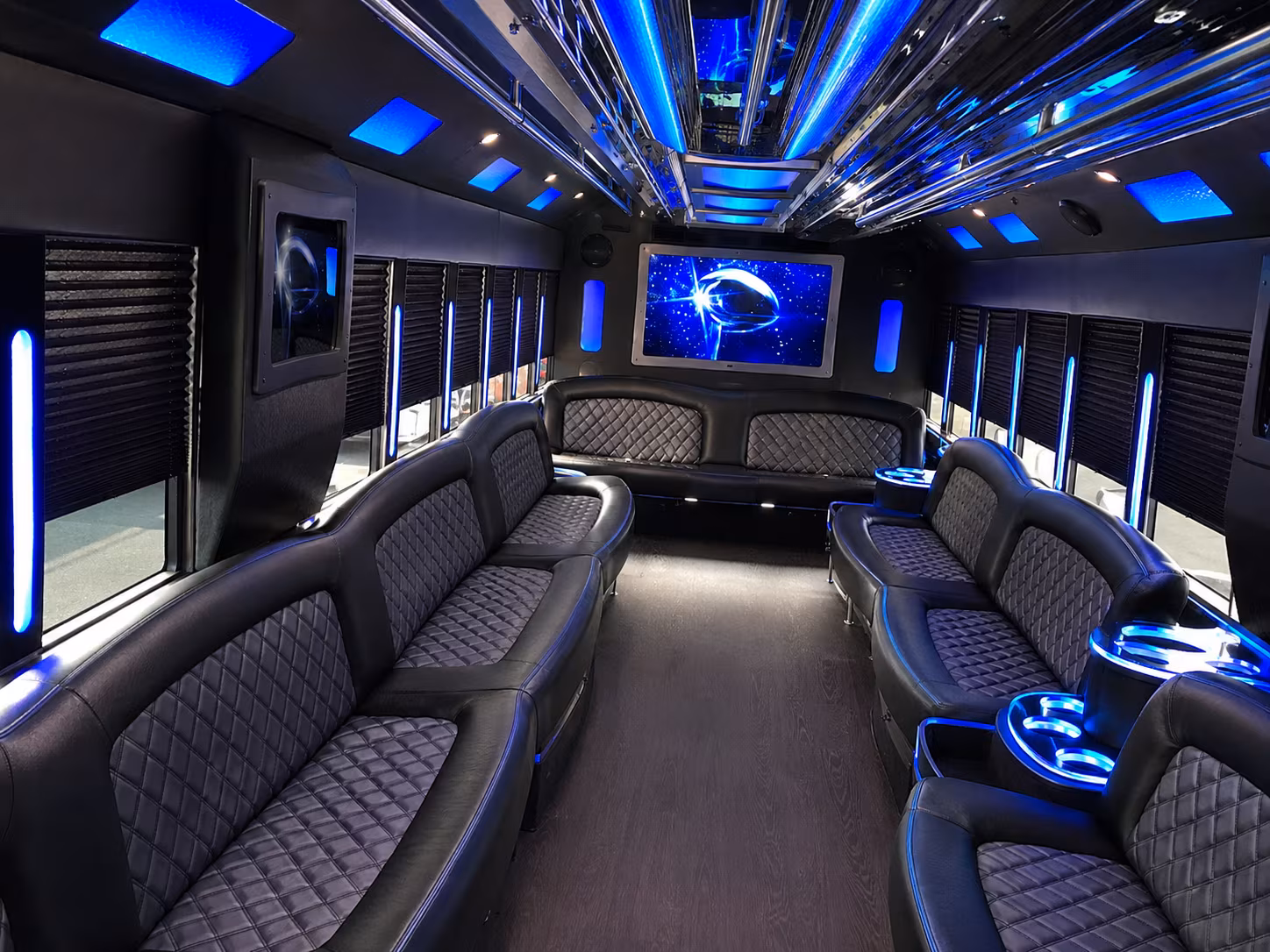 Corona Private Event Transportation party bus interior