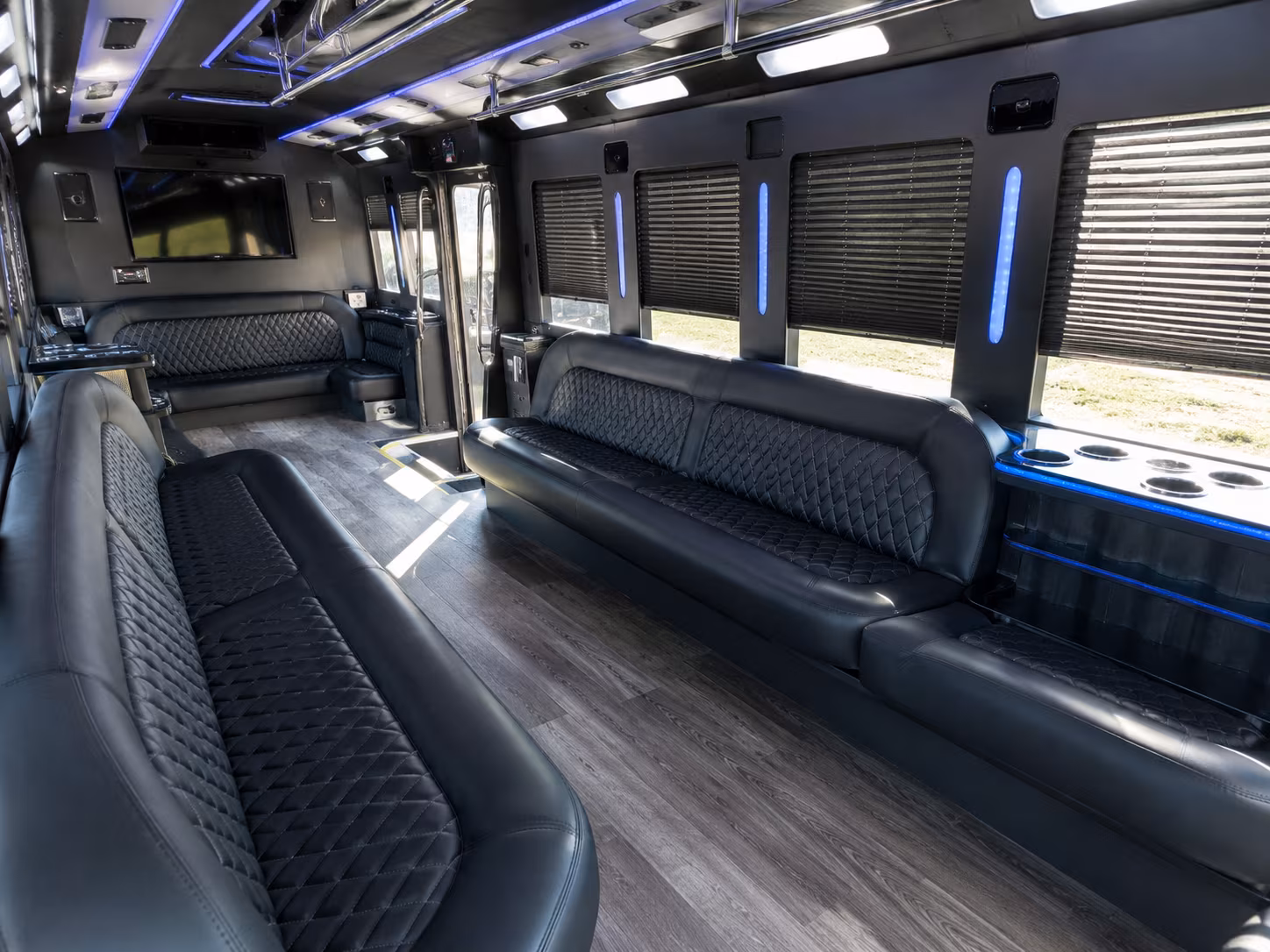 Corona Prom & Homecoming Transportation party bus interior
