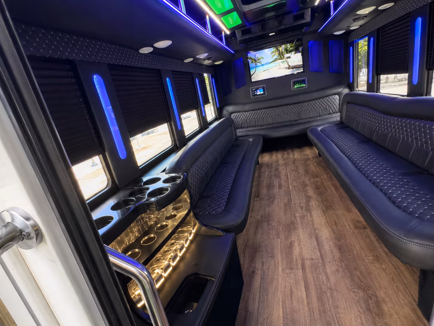 Corona Sporting Event Transportation party bus exterior
