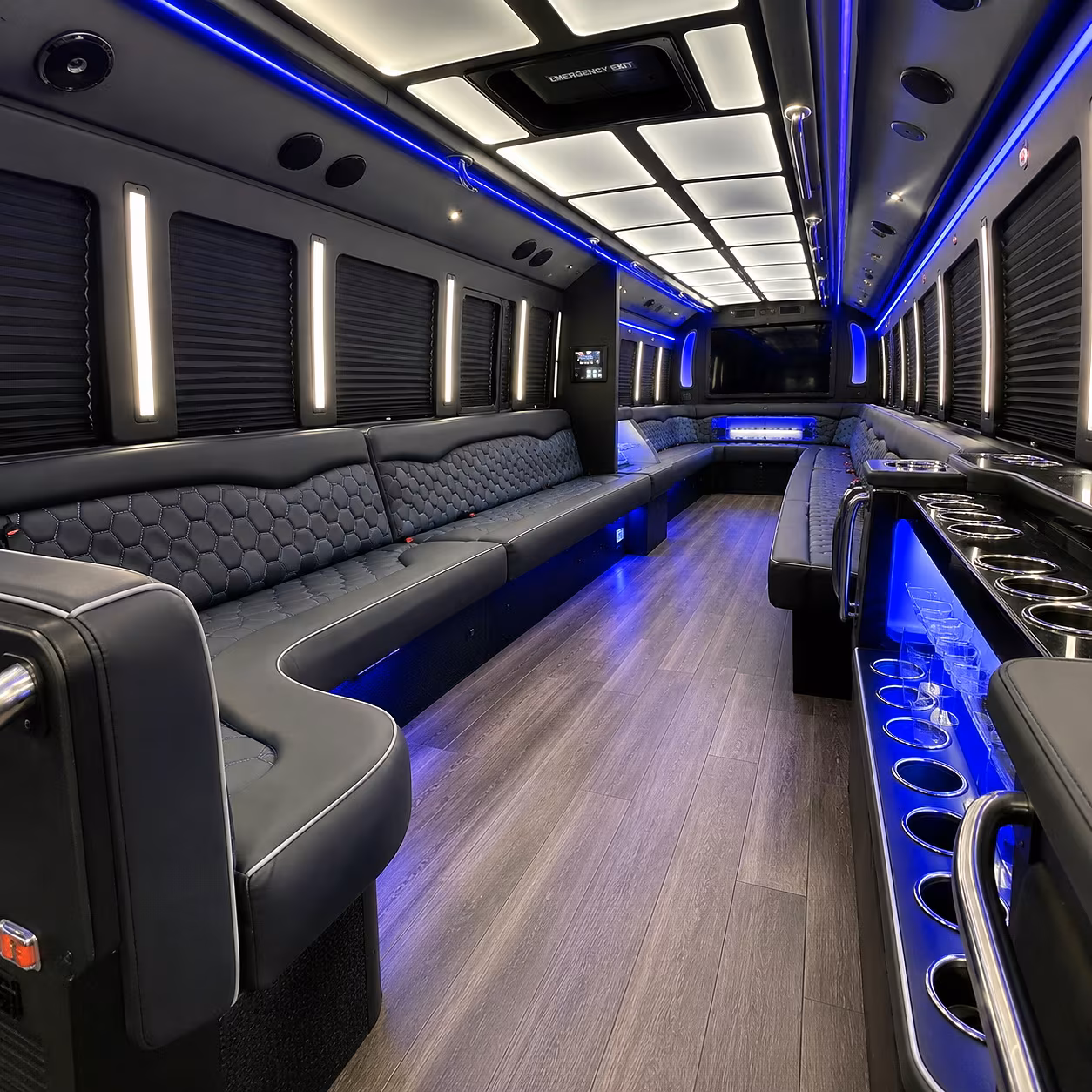Corona Wedding Transportation party bus interior