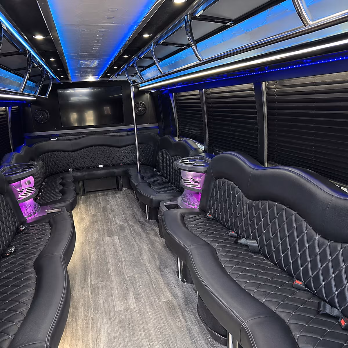 Corona Wedding Transportation party bus interior