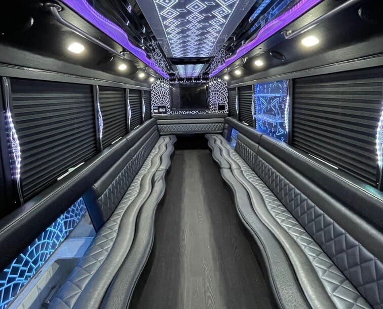 Orange 30 Passenger Party Bus White Interior